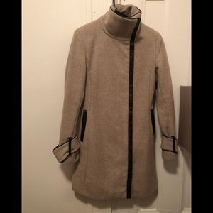 Calvin Klein leather trimmed tan jacket